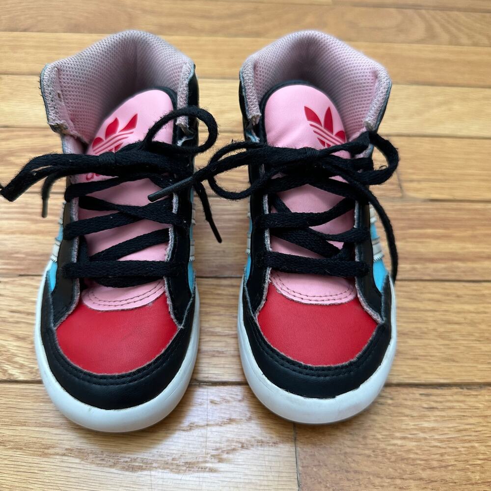adidas Originals Vintage Inspired Hardcourt Hi Girls Toddler Leather Sneakers 9K - Picture 3 of 16